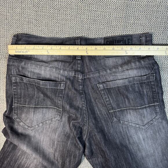 Southpole Jeans Mens 32x30 Black Straight Denim Pants Y2K Streetwear Whiskered - Picture 7 of 7